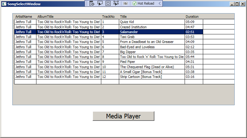 A song has been selected from a list of available songs